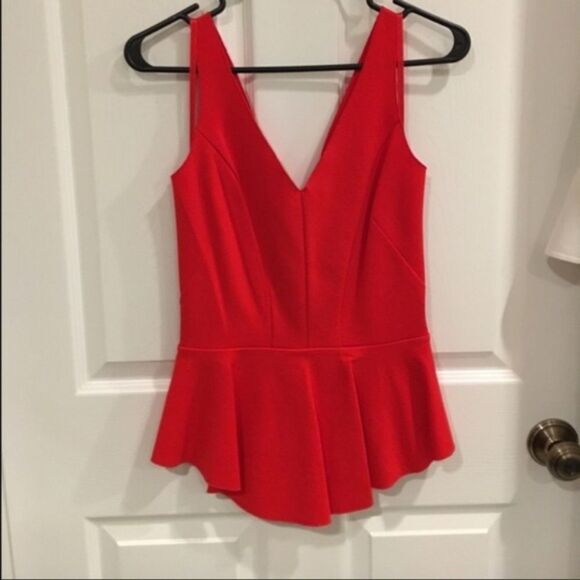 Intermix Asymmetrical Peplum Vneck Top - Picture 1 of 4